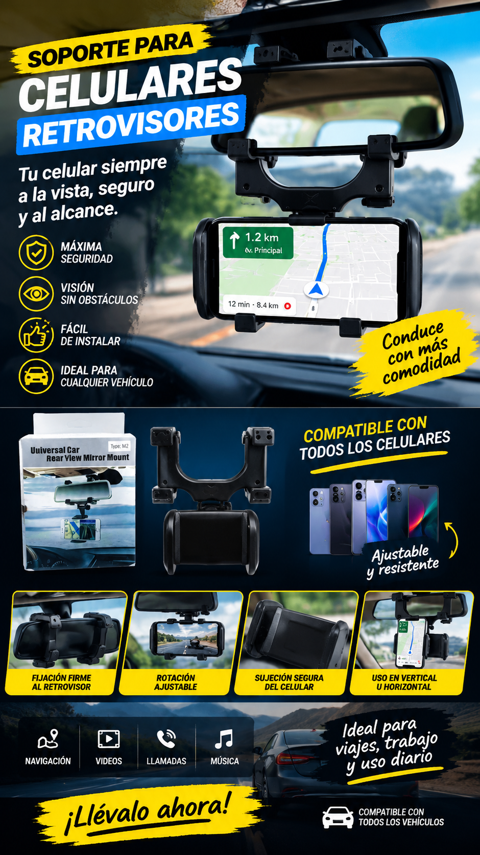 SOPORTE PARA CELULARES/ RETROVISORES